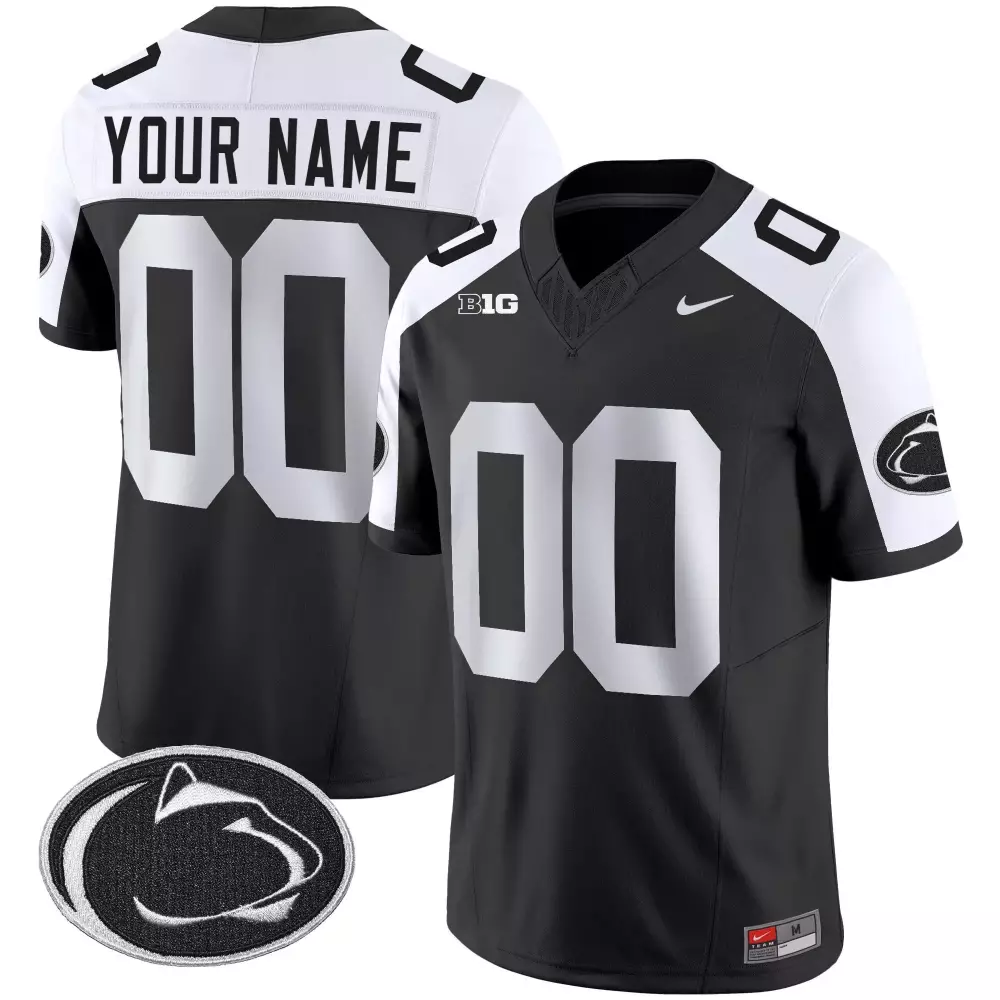 Custom Penn State Nittany Lions Jersey Black Ncaa Big Ten Men White Alternate Vapor