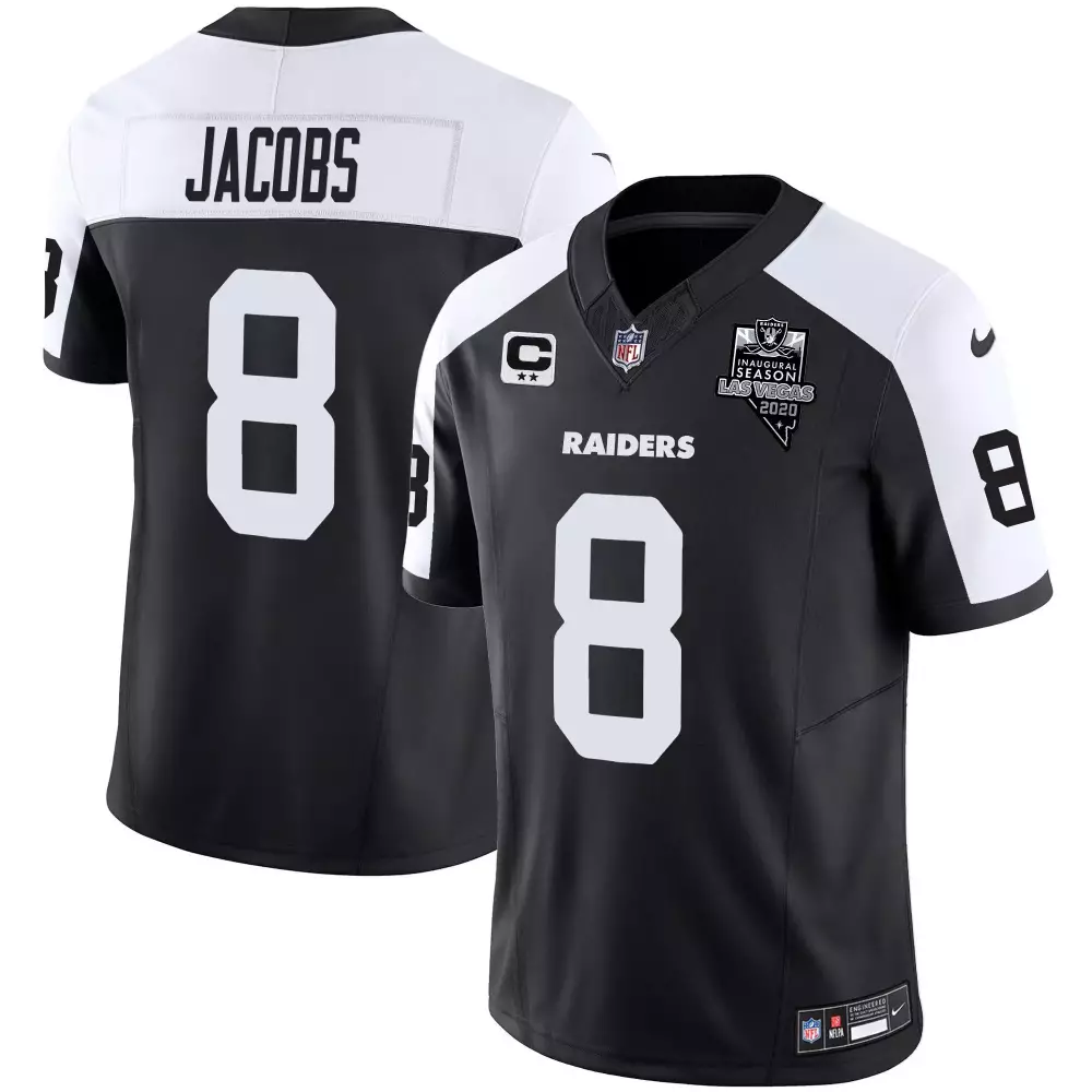 Josh Jacobs 8 Raiders Jersey Black Men Player White Alternate Vapor Limited All Stitched