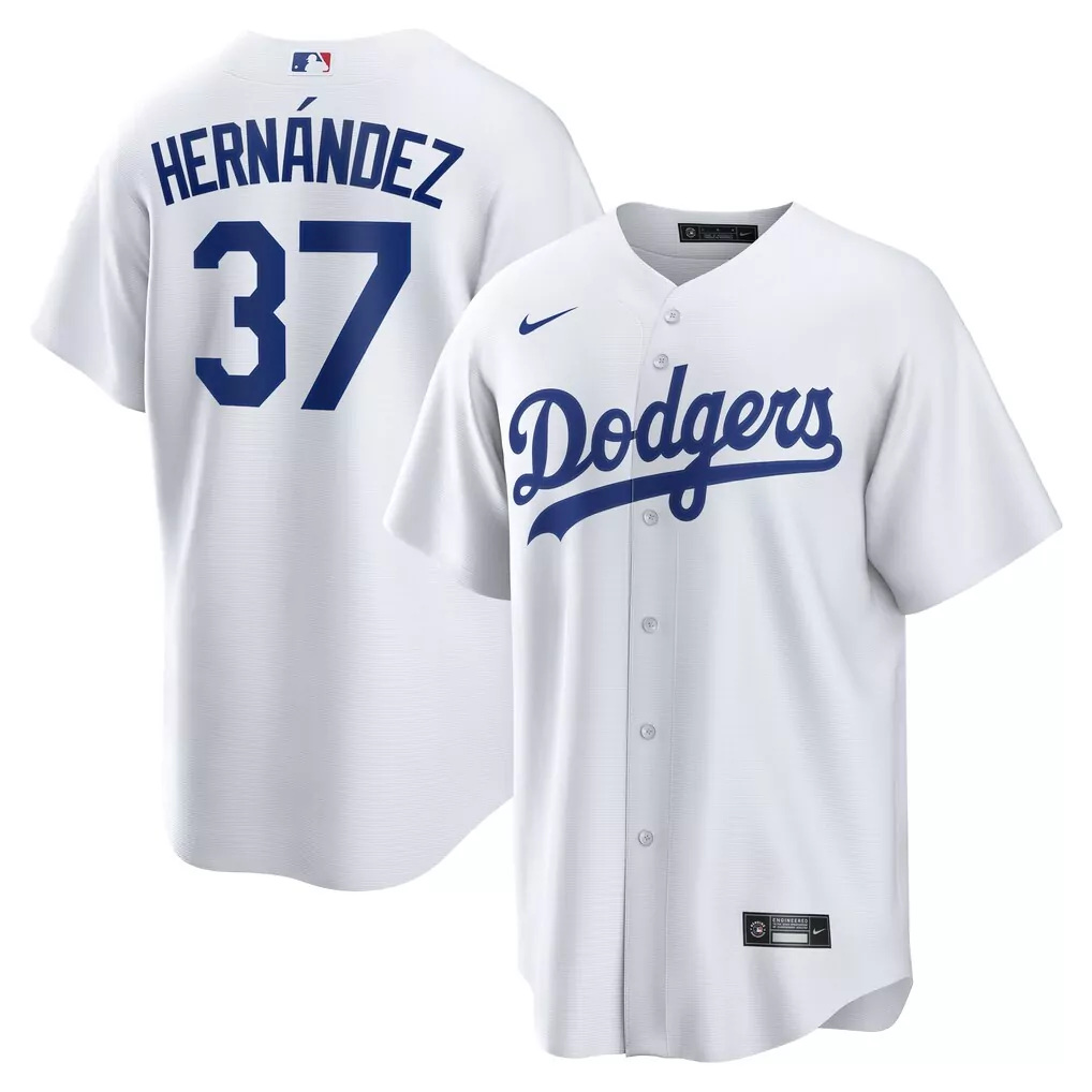 Teoscar Hernandez 37 Dodgers Jersey White Men Blue Home Replica