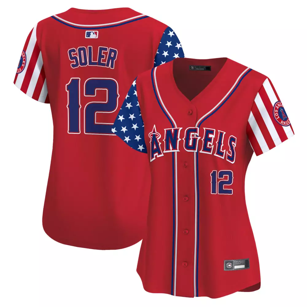 Soler Independence 12 Jersey Red Los Angeles Angels Men Split Custom Design White