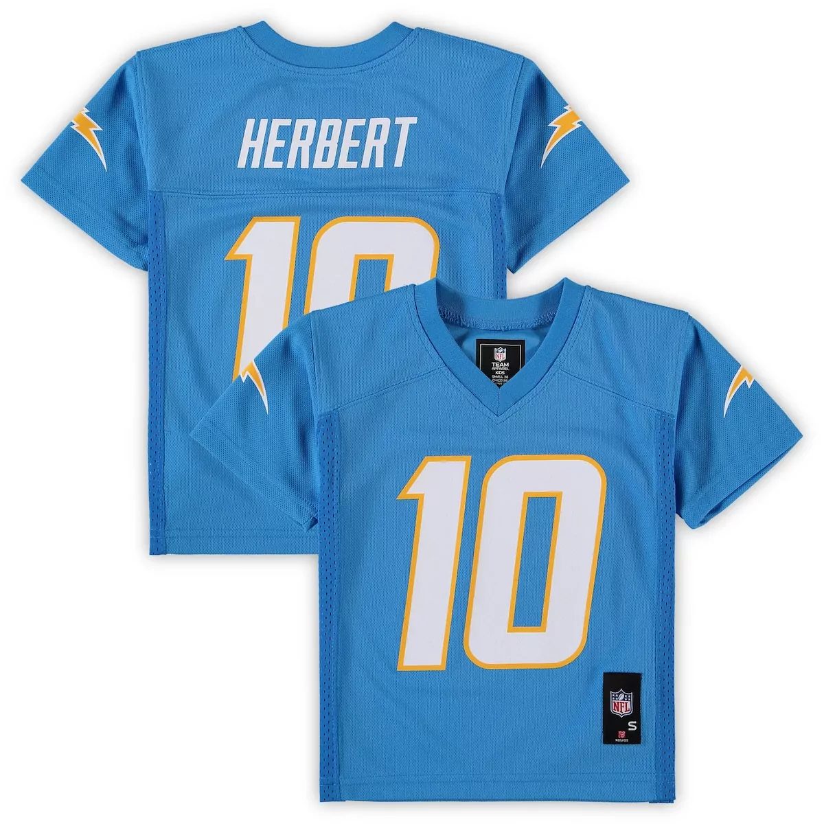 Justin Herbert 10 Jersey Blue Los Angeles Chargers Kids Replica White Yellow