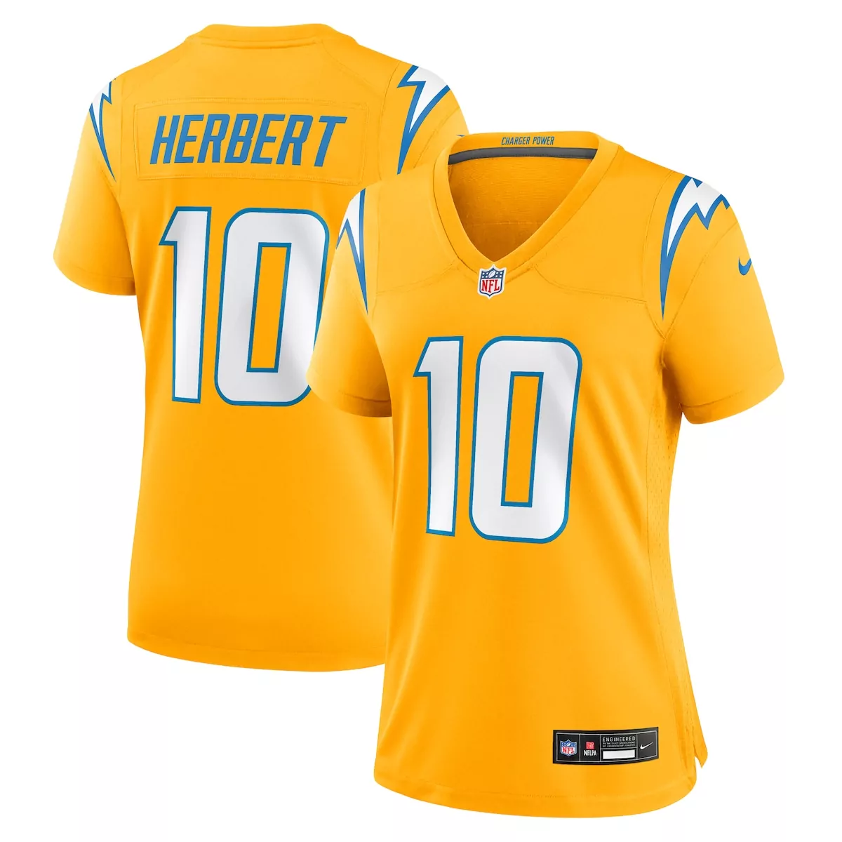 Justin Herbert 10 Jersey Gold Los Angeles Chargers Men Replica Blue White Alternate