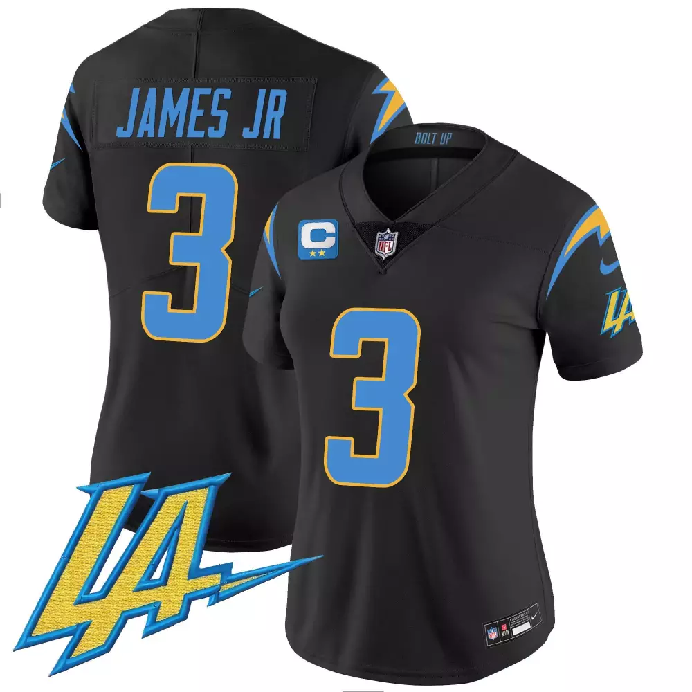 Derwin James Jr. 3 Jersey Black Los Angeles Chargers 2023 Men Home Blue Gold Vapor