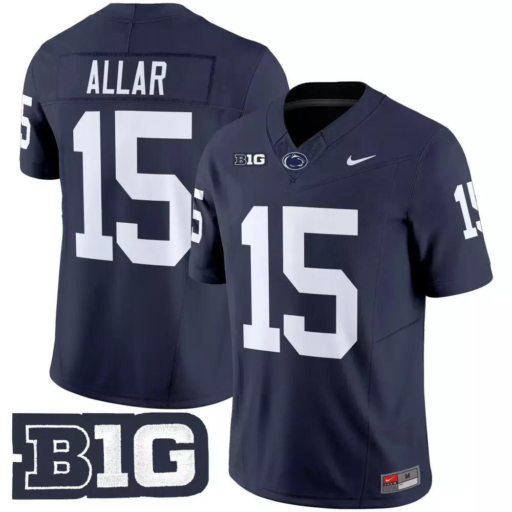 Allar Nittany 15 Jersey Navy Blue Penn State Lions Big Ten Men White Stitched