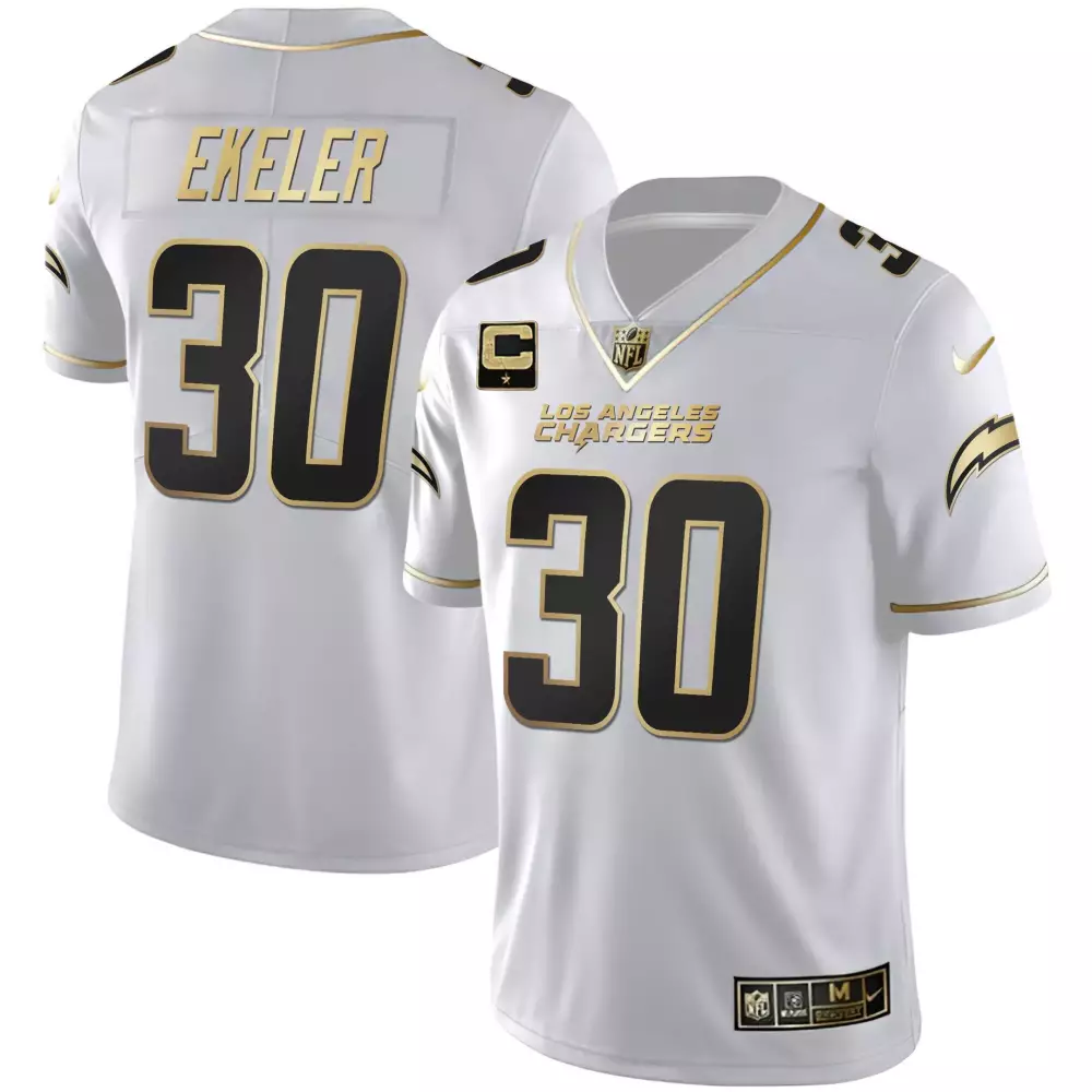 Austin Ekeler 30 Jersey White Los Angeles Chargers Men Alternate Black Gold All Stitched