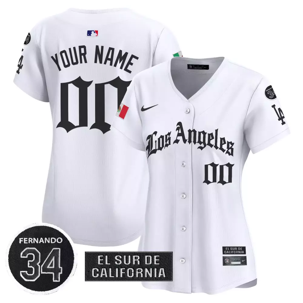 Custom Los Angeles Dodgers Jersey White City Connect Mexican Flag LA Men Design Black