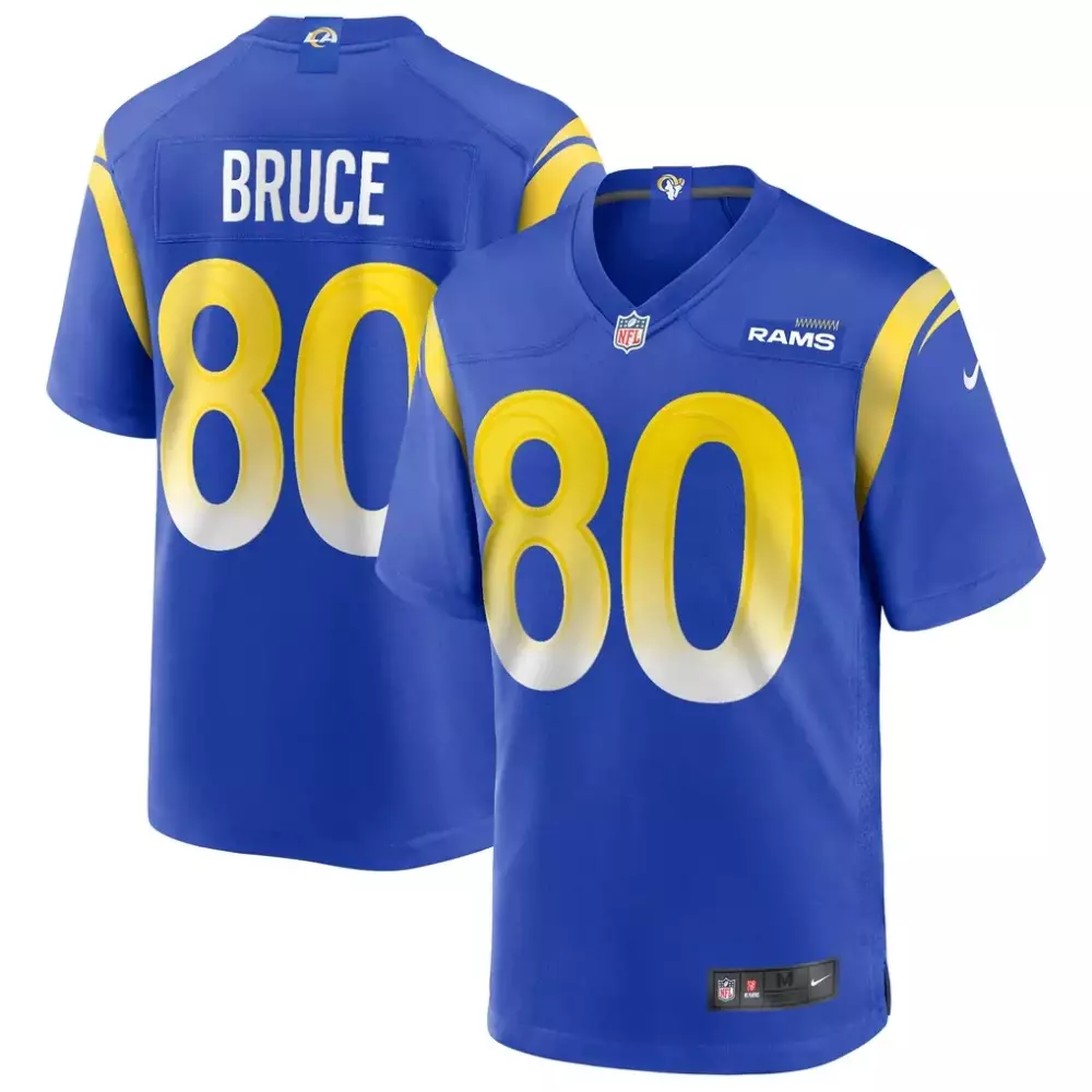 Isaac Bruce 80 Rams Jersey Blue Men Authentic Yellow White Game Retired