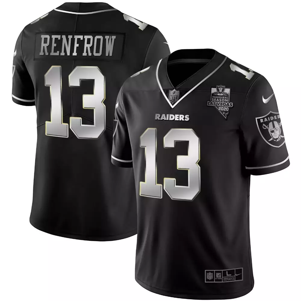 Hunter Renfrow 13 Raiders Jersey Black Inaugural Season Las Vegas 2020 Men NFL Silver