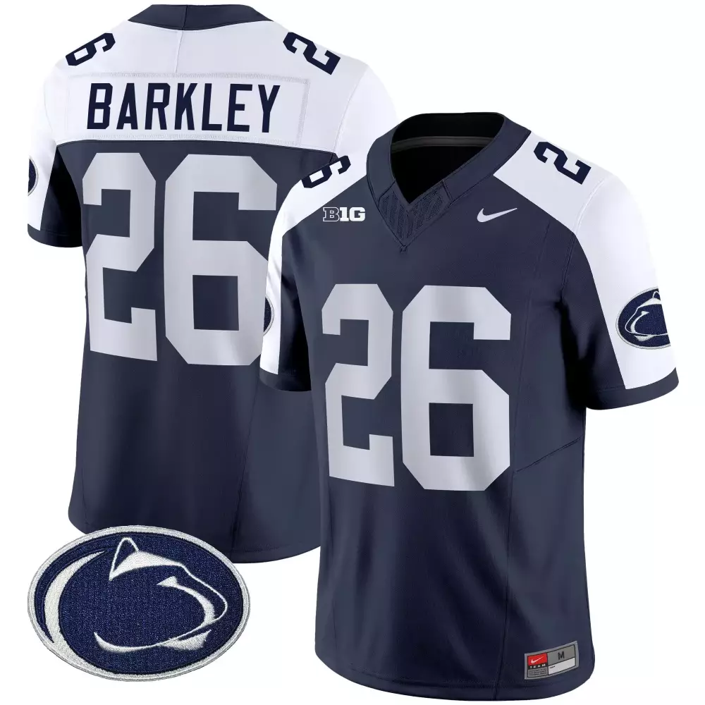 Saquon Barkley 26 Jersey Navy Blue Penn State Nittany Lions Big Ten Men White Alternate