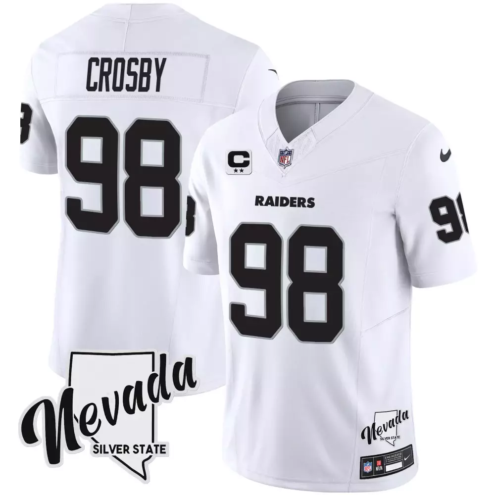 Maxx Crosby 98 Raiders Jersey White Men Game Black Vapor All Stitched