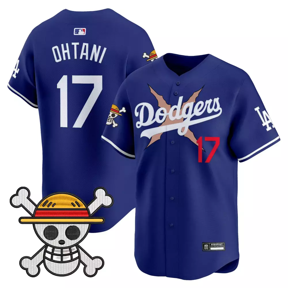 Ohtani One 17 Dodgers Jersey Blue Piece Jolly Roger Men White Red Stitched Vapor