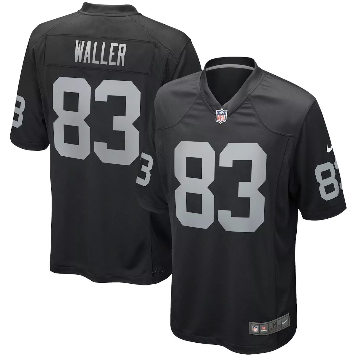 Darren Waller 83 Raiders Jersey Black Men Replica Silver Game