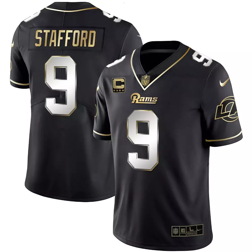 Matthew Stafford 9 Rams Jersey Black City Connect Men Standard Gold White Limited