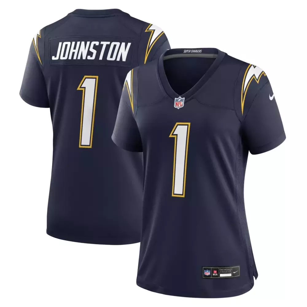Quentin Johnston 1 Jersey Navy Blue Super Chargers Los Angeles Women Replica White