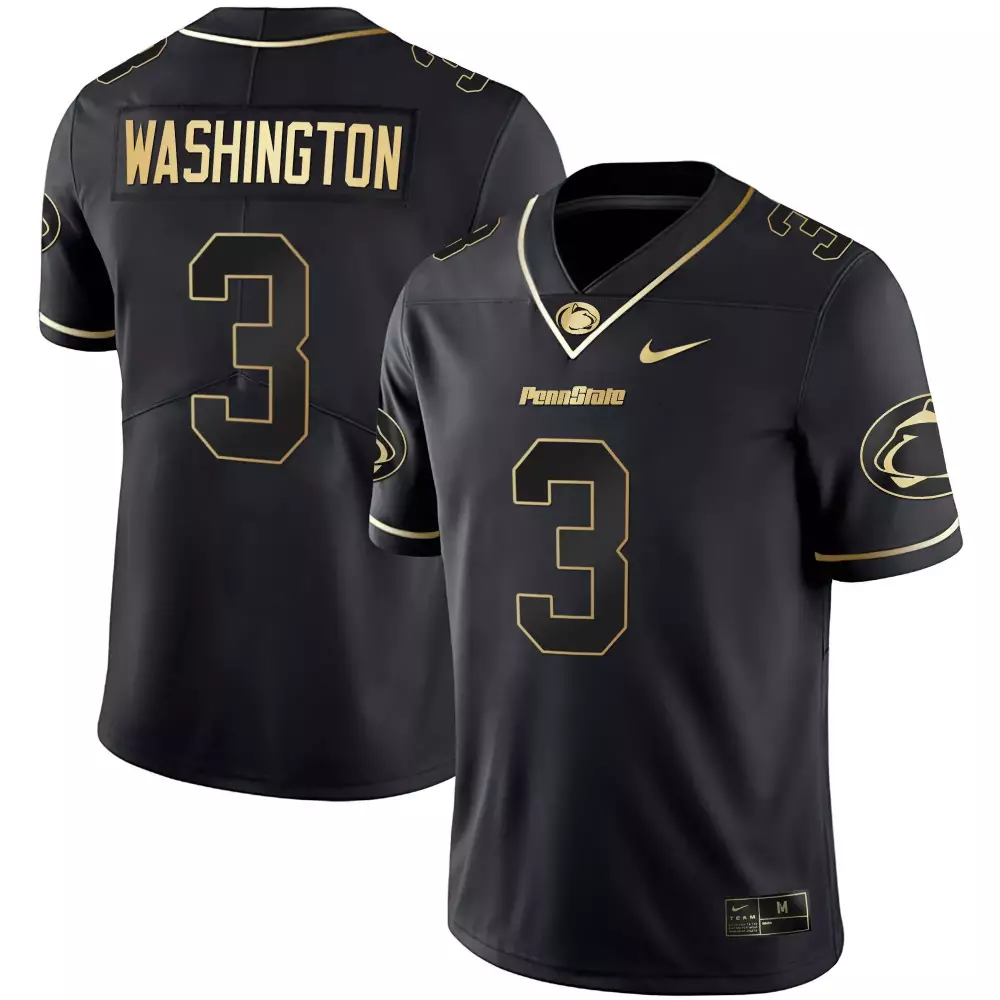 Washington 3 Penn State Jersey Black Men Gold Limited Vapor All Stitched