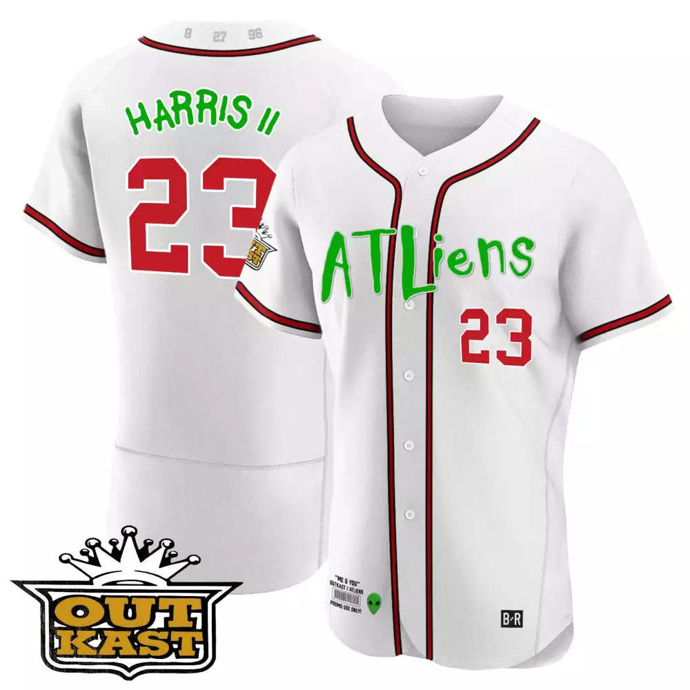Harris Ii 23 Atlanta Braves Jersey White Atlien Outkast 1996 Men Red Green All Stitched