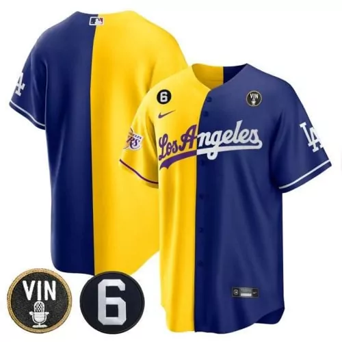 Custom Los Angeles Dodgers 6 Jersey Royal Blue City Connect Vin 2023 Split Design