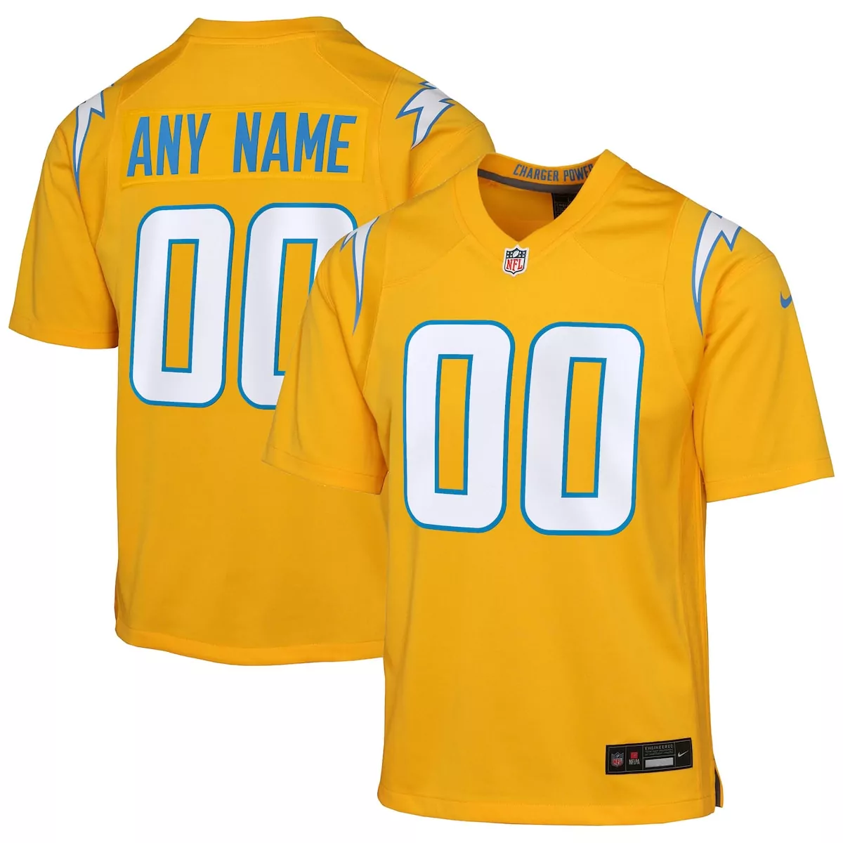 Los Angeles Chargers Jersey Yellow Blue White Alternate Game Custom