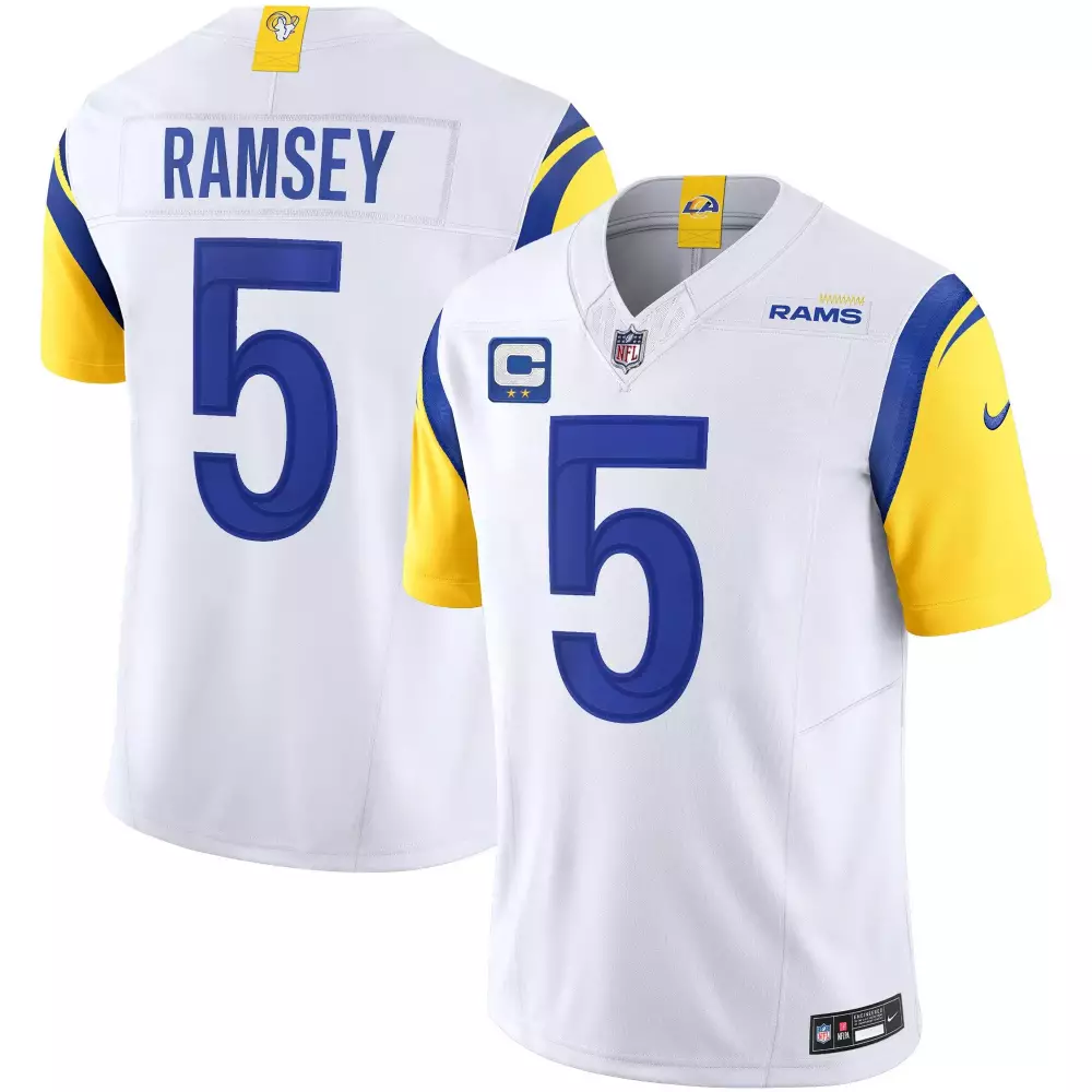 Jalen Ramsey 5 Rams Jersey White Men Replica Blue Yellow Vapor Limited All Stitched
