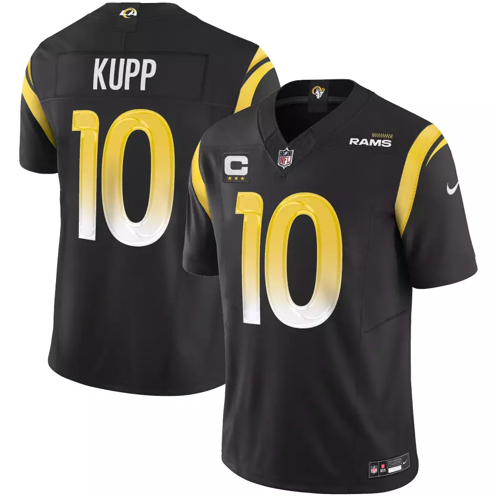 Cooper Kupp 10 Rams Jersey Black Men Alternate Yellow White Vapor Limited All Stitched