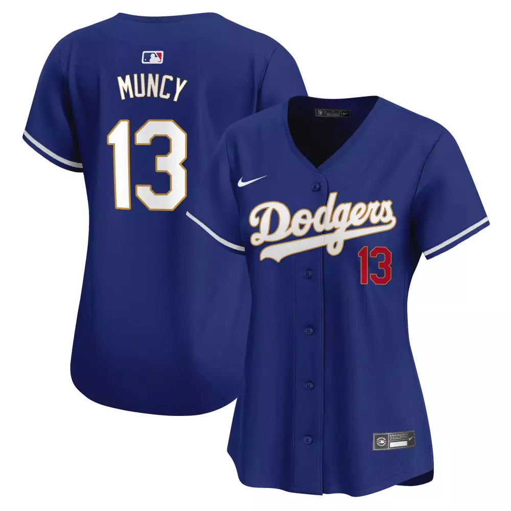 Max Muncy 13 Dodgers Jersey Royal Blue Men Button-up White Red Vapor Premier Limited