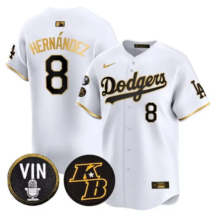 Kike Hernandez 8 Dodgers Jersey White City Connect Vin Scully Lakers 2023 Men Split Design