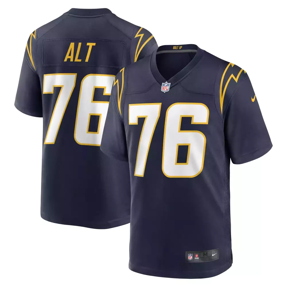 Joe Alt 76 Chargers Jersey Navy Men Yellow White All Stitched Vapor