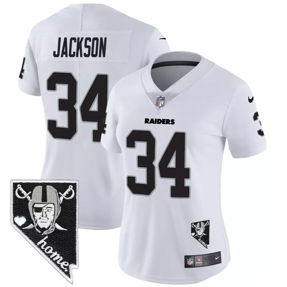 Bo Jackson 34 Raiders Jersey White Women N/a Black Home Vapor All Stitched