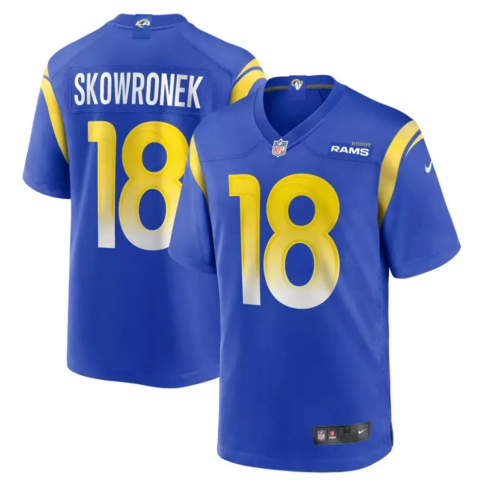 Ben Skowronek 18 Rams Jersey Blue Men NFL Yellow White Game