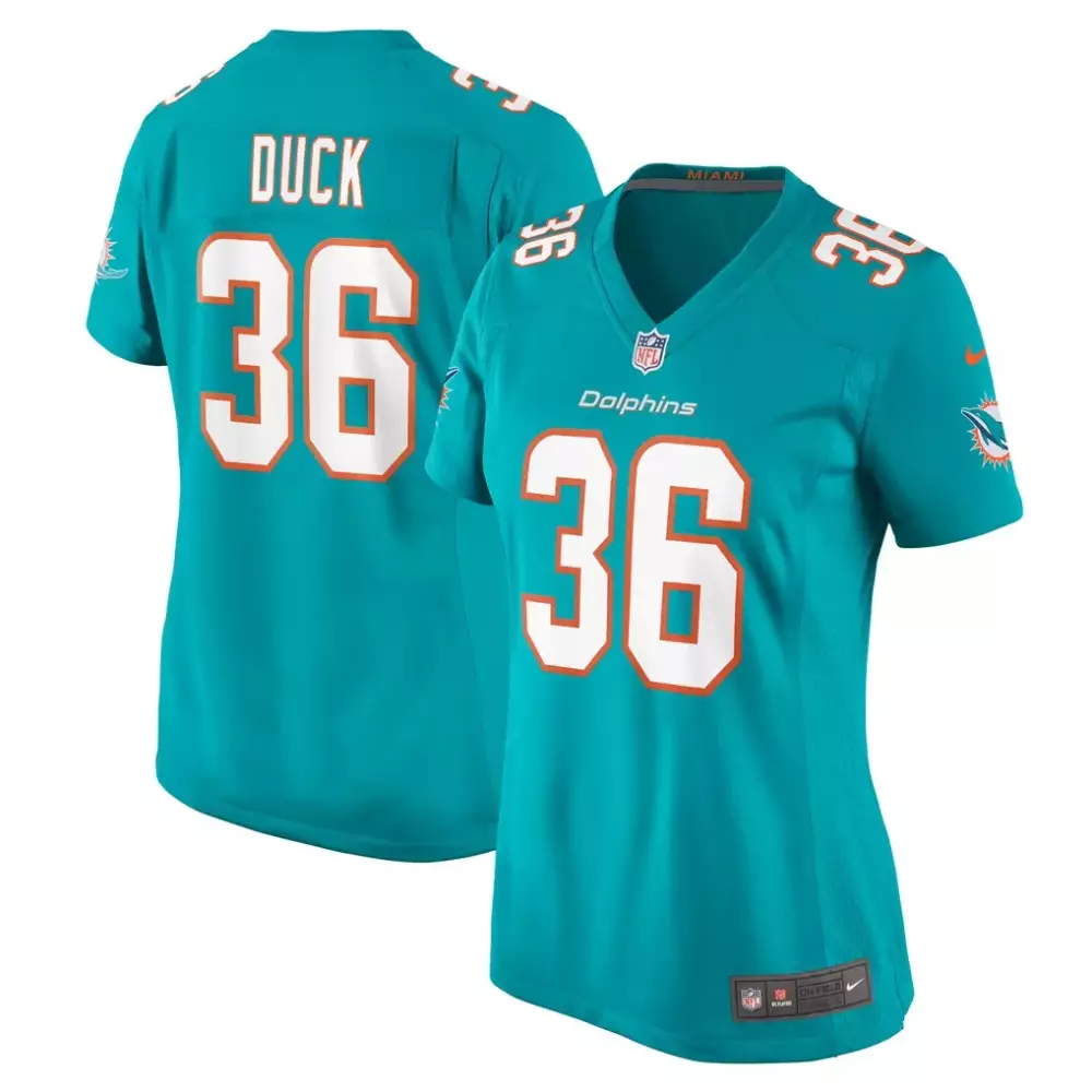 Storm Duck 36 Dolphins Jersey Teal Men Replica Orange White Game