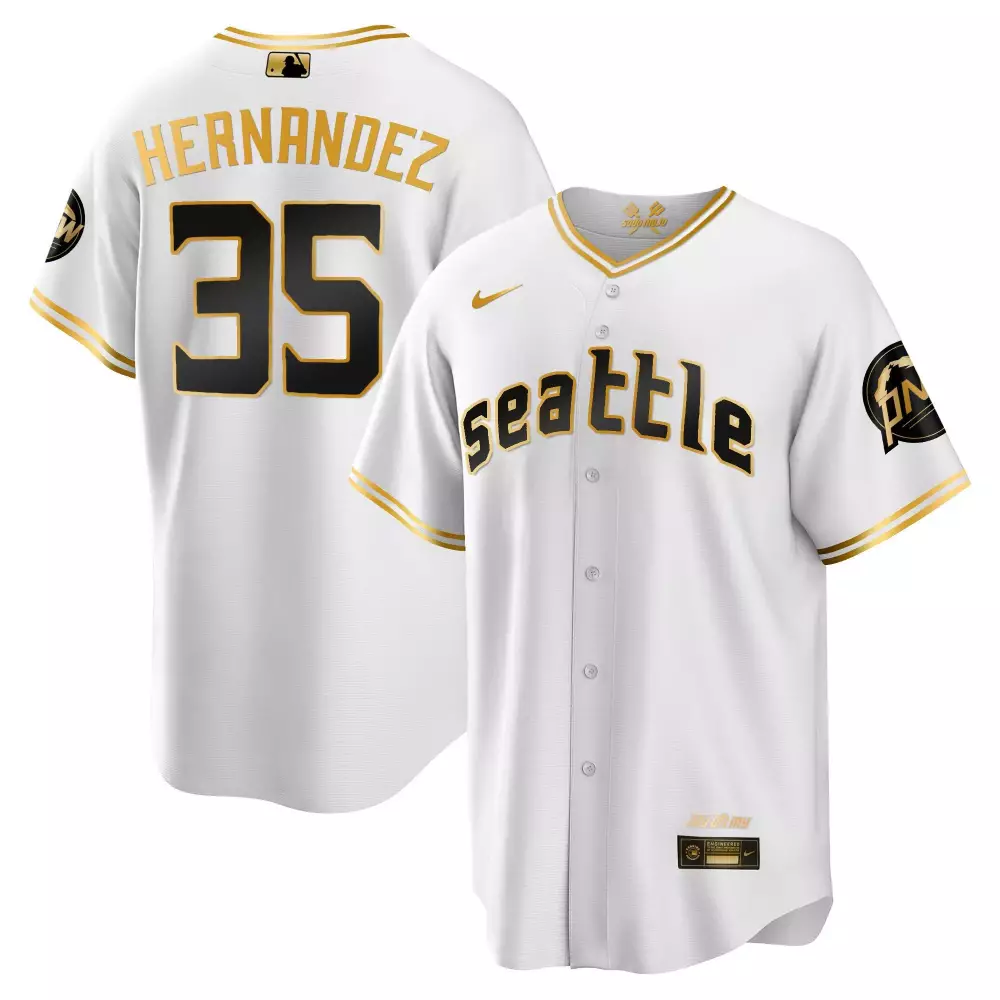 Teoscar Hernandez 35 Jersey White City Connect Seattle Mariners Pnw Men Black Gold