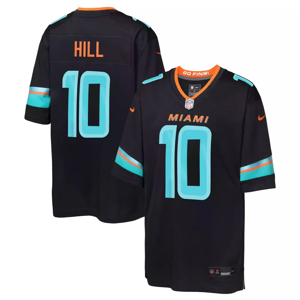 Tyreek Hill 10 Miami Dolphins Jersey Black Men Alternate Aqua Orange All Stitched