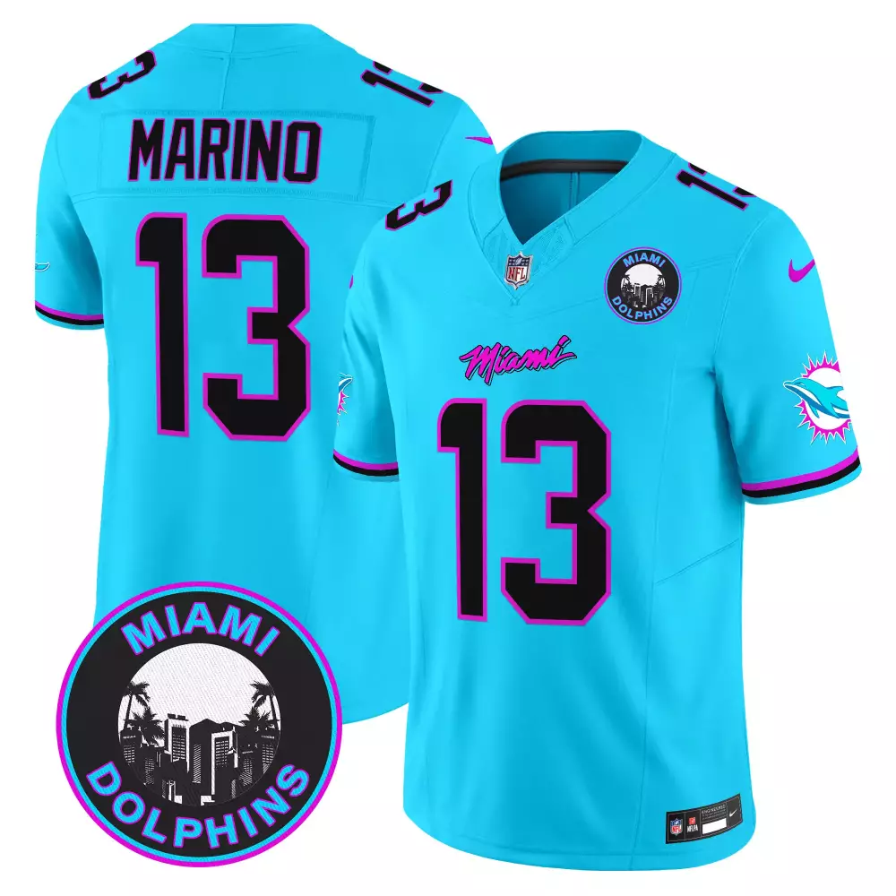Dan Marino 13 Miami Dolphins Jersey Aqua Men Alternate Black Pink Vapor Limited v3