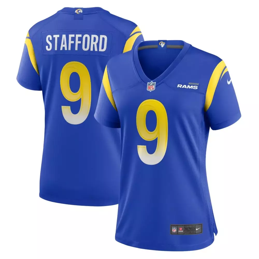 Matthew Stafford 9 Rams Jersey Blue Men Replica Yellow White