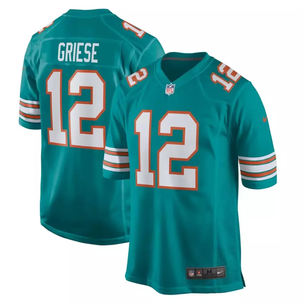 Bob Griese 12 Miami Dolphins Jersey Teal Men Game White Orange Retired