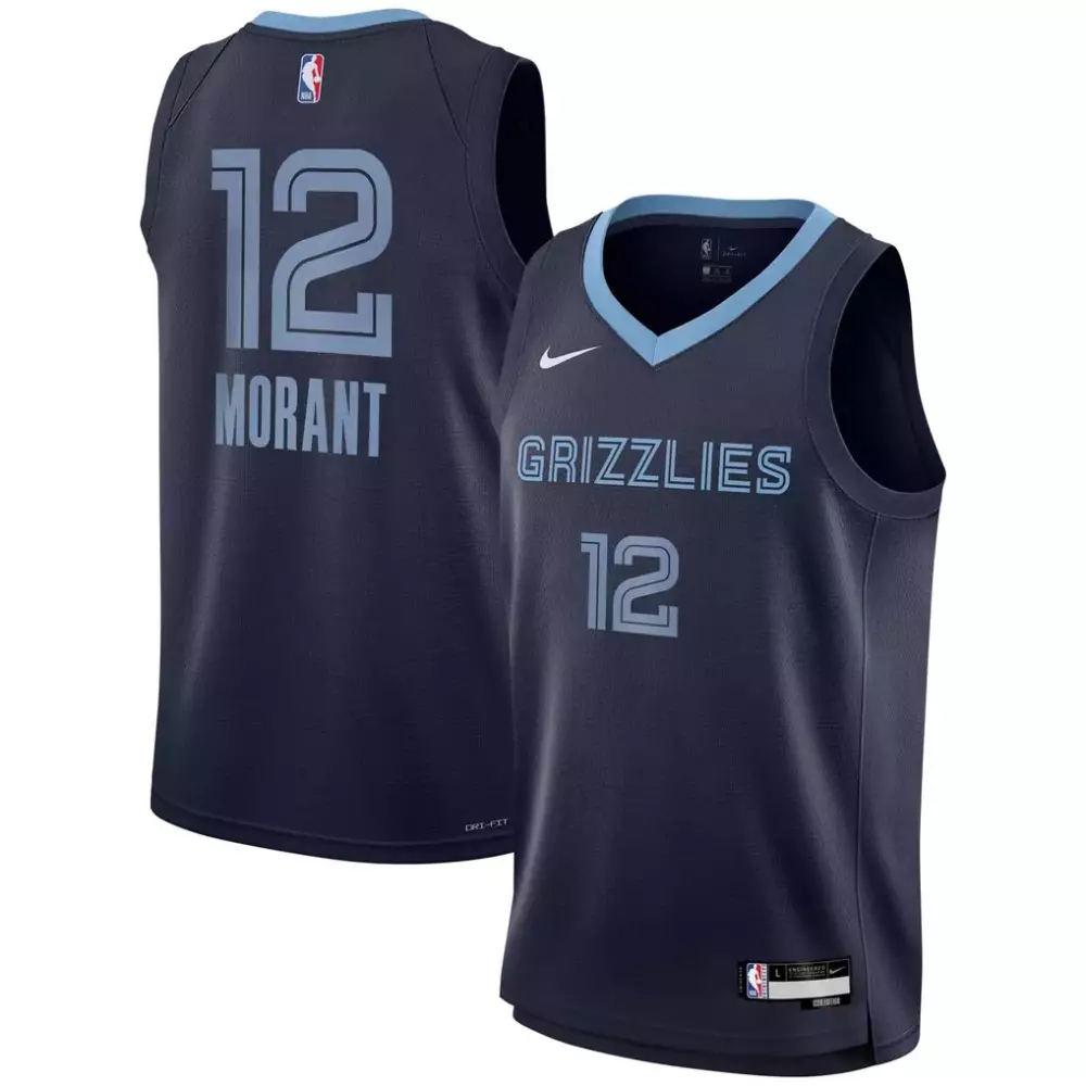 Ja Morant 12 Grizzlies Jersey Navy Men Light Blue Swingman Icon