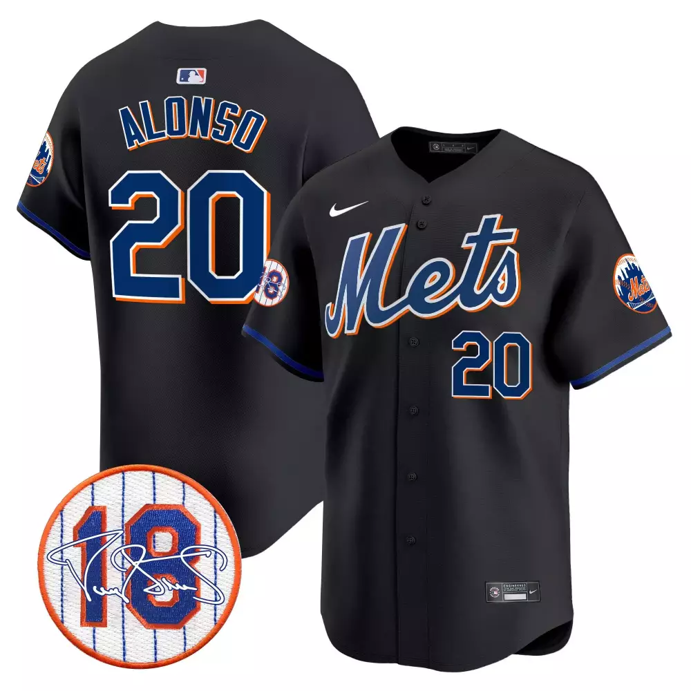 Pete Alonso 20 Mets Jersey Black Men MLB Blue Orange Vapor Premier Limited All Stitched