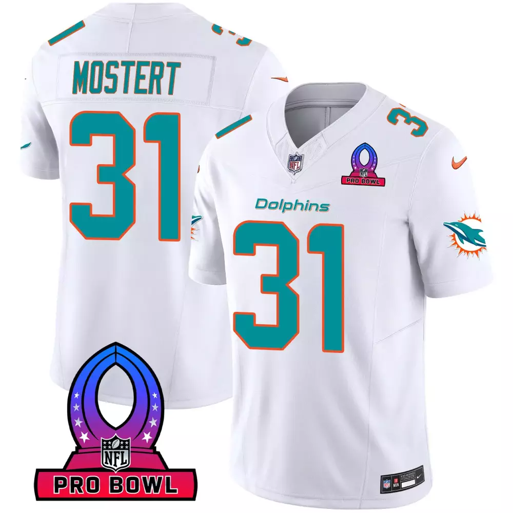 Raheem Mostert 31 Miami Dolphins Jersey White Pro Bowl Men Game Aqua Orange Vapor