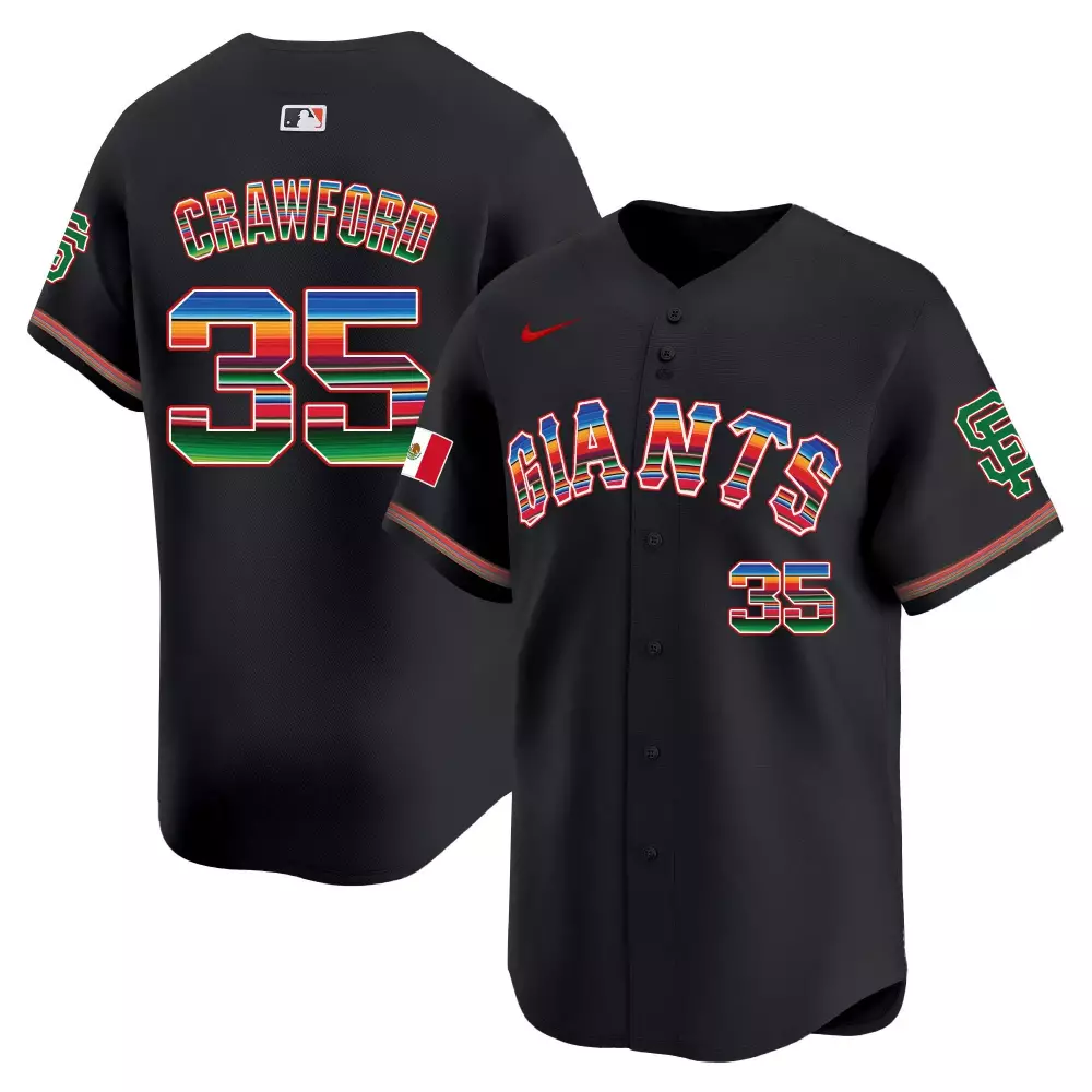 Brandon Crawford 35 Giants Jersey Black City Connect Mexico Flag Men MLB Alternate