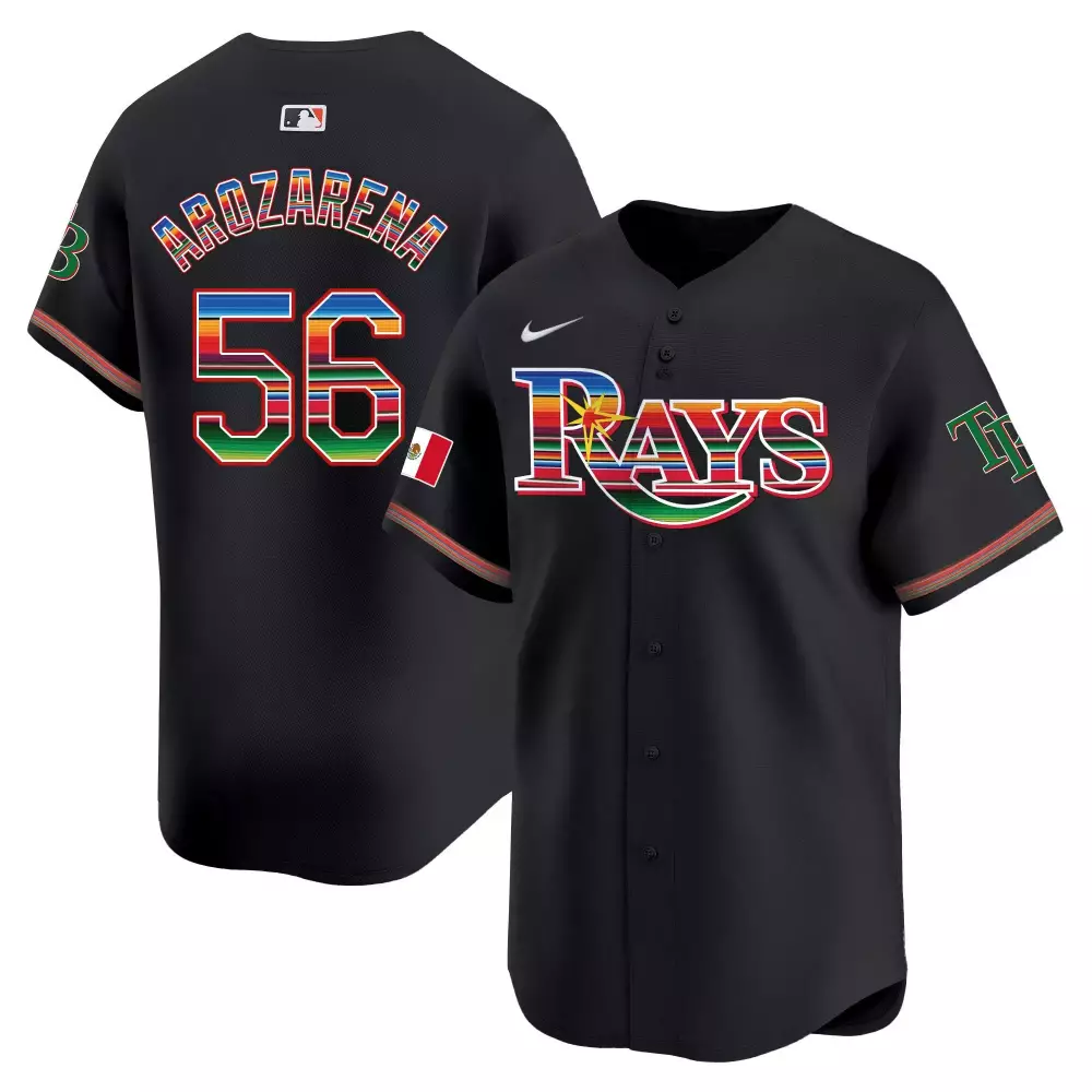 Randy Arozarena 56 Rays Jersey Black Mexico Flag Men Custom Design Red Green Blue