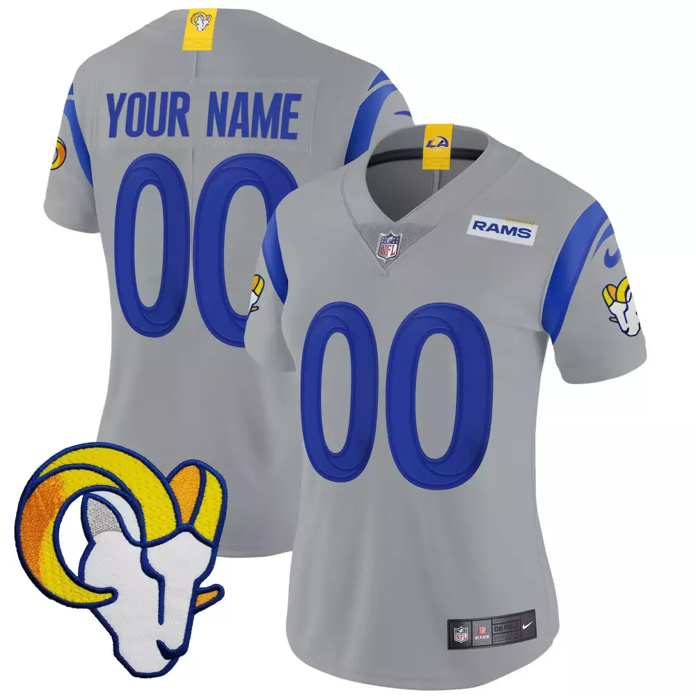Custom Rams Jersey Gray NFL Blue Yellow Vapor Limited v2 All Stitched