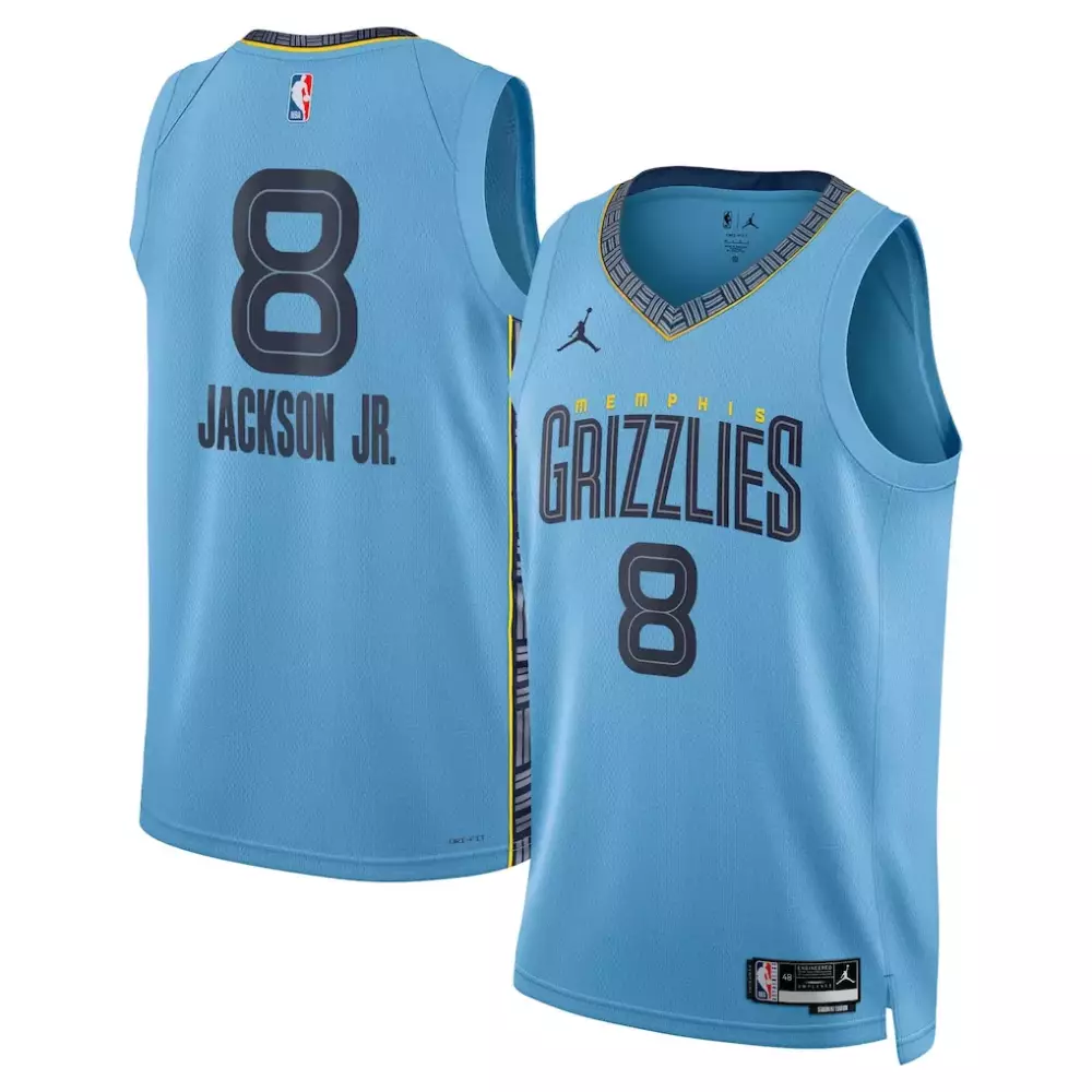 Jaren Jackson 8 Memphis Grizzlies Jersey Light Blue Men Dark Yellow Unisex Swingman