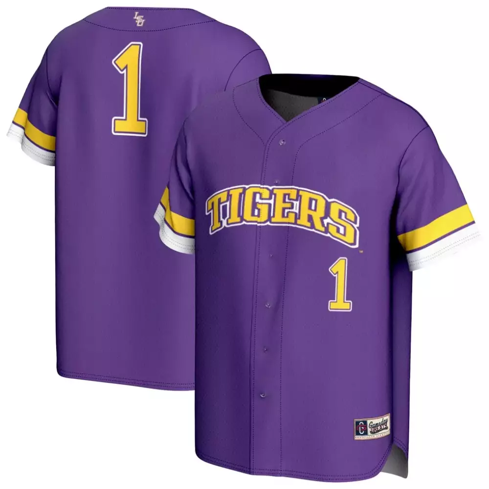 Lsu 1 Jersey Purple Men Yellow White Gameday Fashion