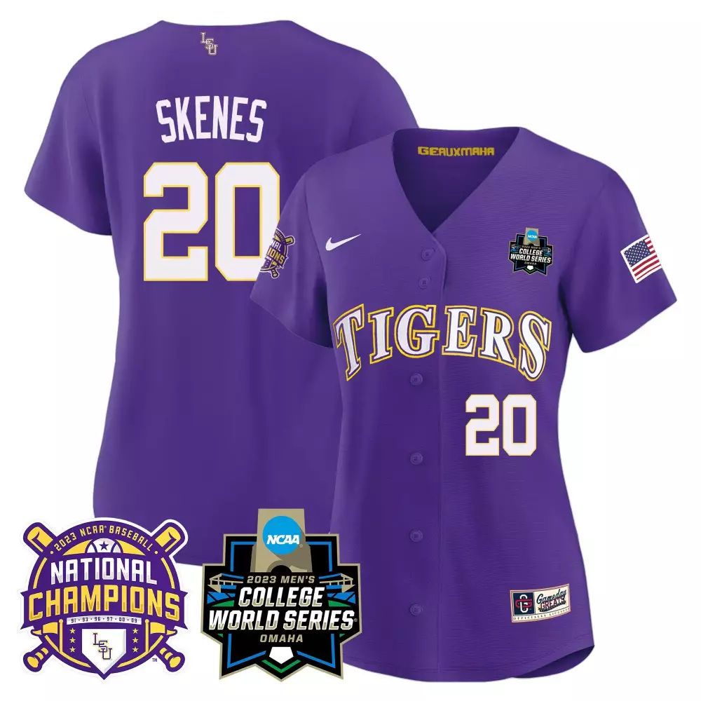 Paul Skenes 20 Lsu Tigers Jersey Purple 2023 Men's College World Series Baseball National Champions