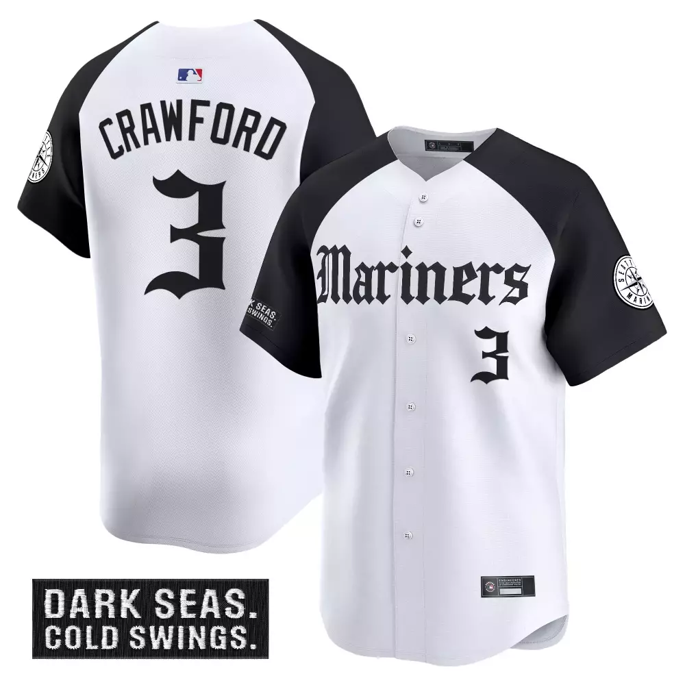 Crawford Seas 3 Mariners Jersey White Seattle Men Black Vapor