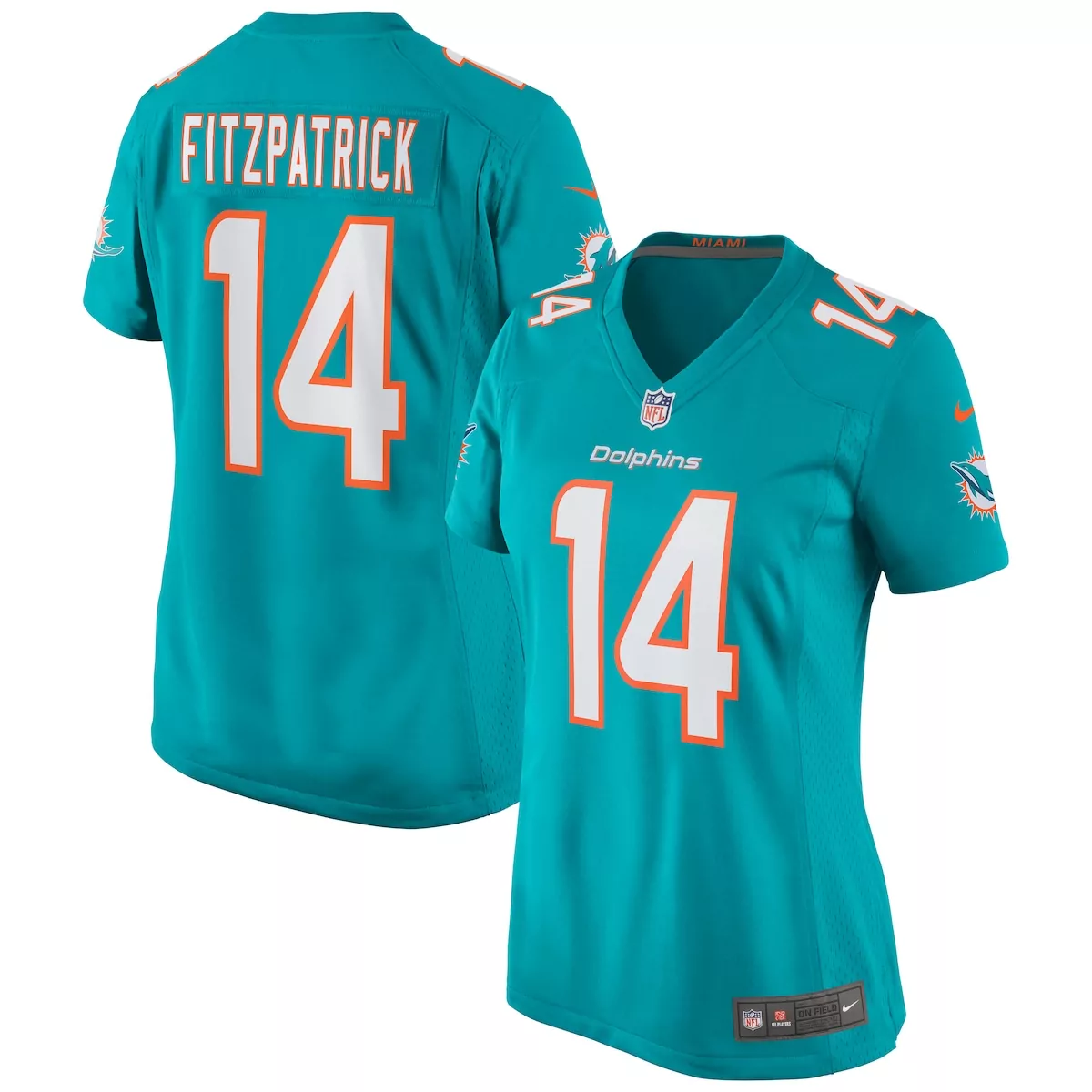 Ryan Fitzpatrick 14 Jersey Aqua Miami Dolphins Replica Orange White Game