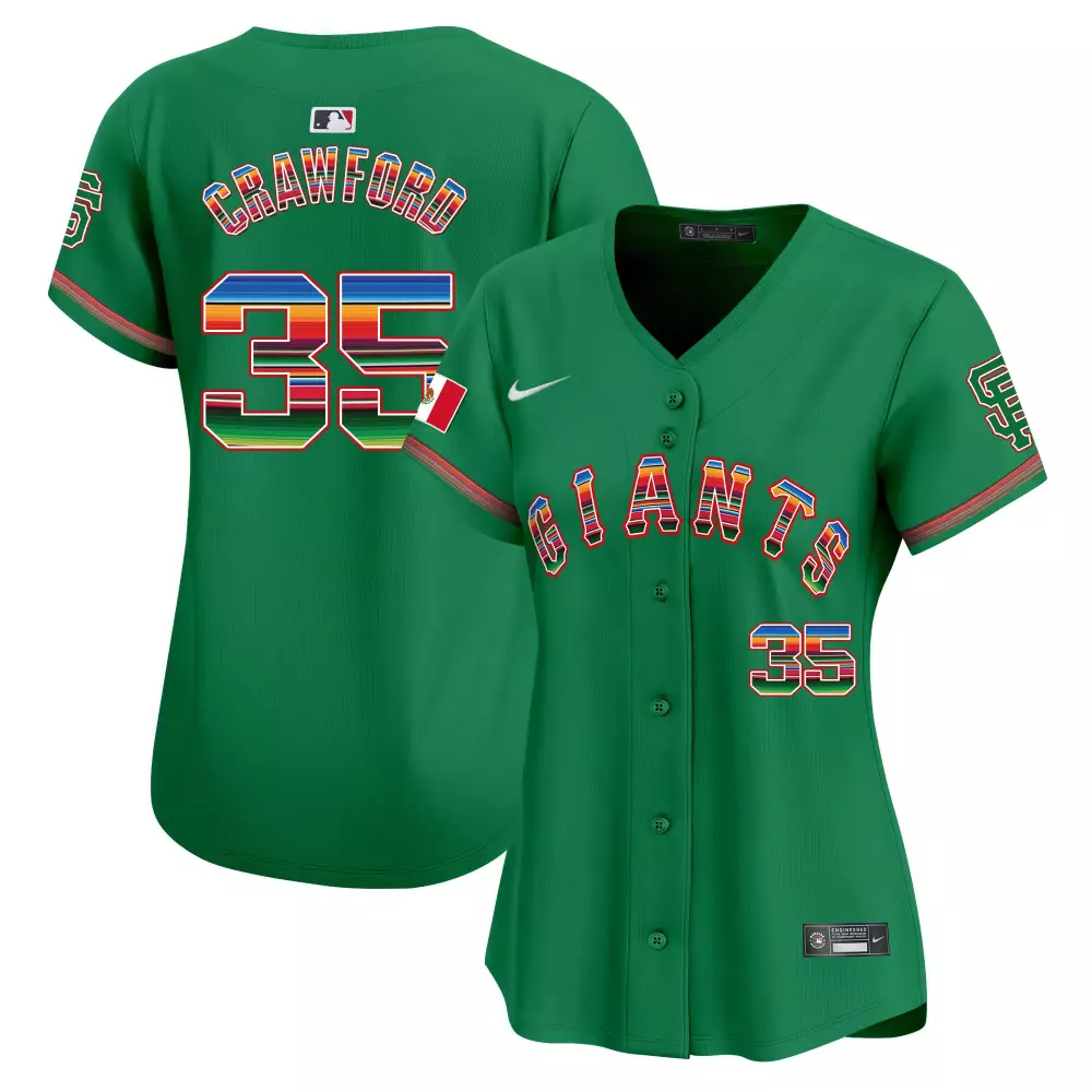 Brandon Crawford 35 Giants Jersey Green Men Split Custom Design Red Blue Yellow White