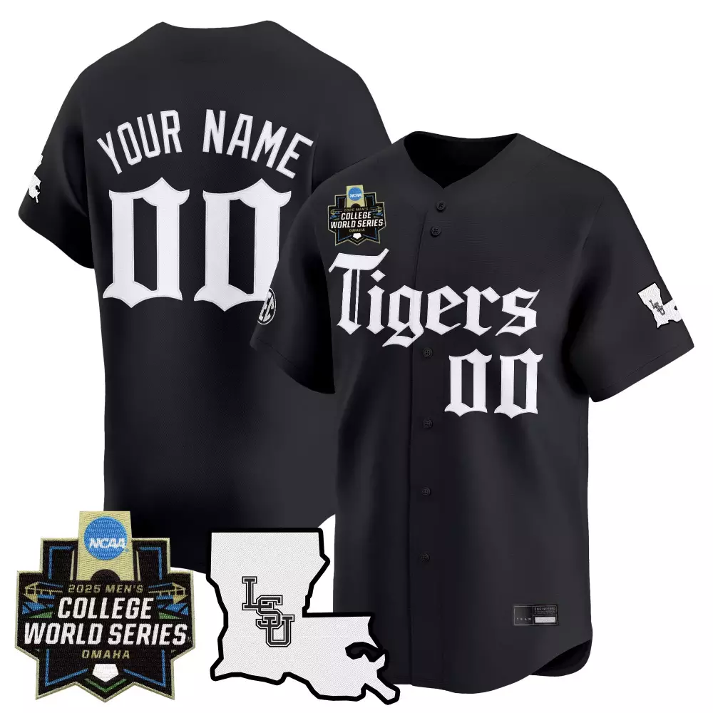 Custom Tigers Jersey Black College World Series Men White Vapor Stitched Embroidered