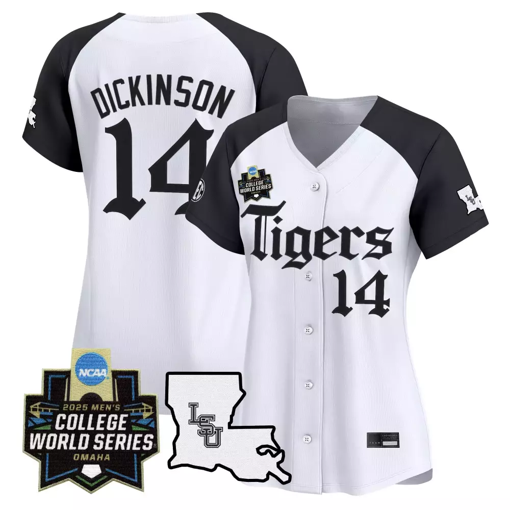 Dickinson College 14 Tigers Jersey White World Series 2025 Women Black Stitched Vapor