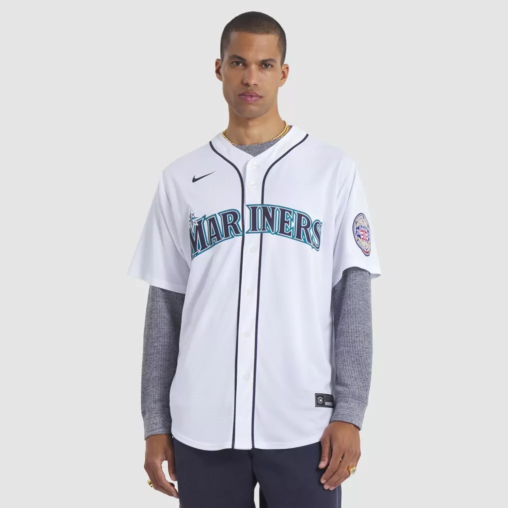 Ichiro Suzuki Seattle Mariners Jersey White Men Button-up Navy Blue Teal Retired
